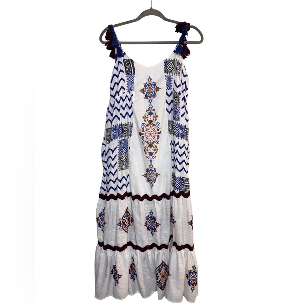 See And Be Seen White Boho Embroidered Dress Size S